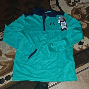 YLG Kids NWT LS Boys Under Armour Zip Pull over leight weight Shirt